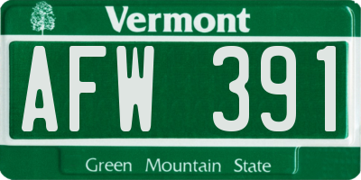 VT license plate AFW391