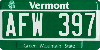 VT license plate AFW397