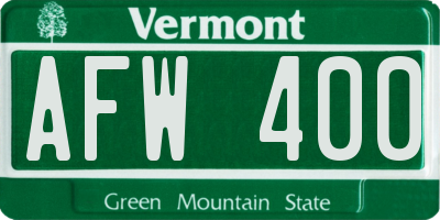 VT license plate AFW400