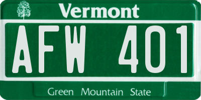VT license plate AFW401