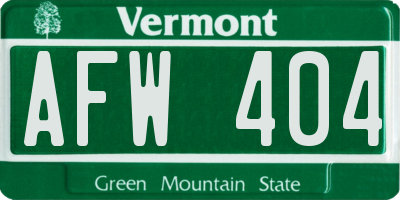 VT license plate AFW404