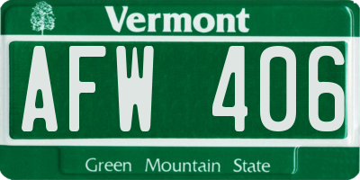 VT license plate AFW406