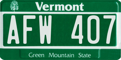 VT license plate AFW407