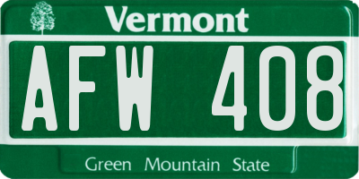 VT license plate AFW408