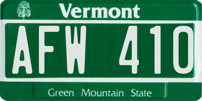 VT license plate AFW410