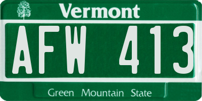 VT license plate AFW413
