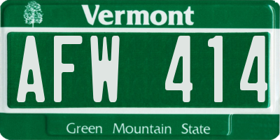 VT license plate AFW414