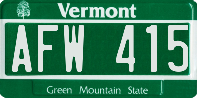 VT license plate AFW415