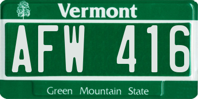 VT license plate AFW416