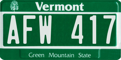 VT license plate AFW417