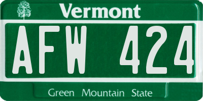 VT license plate AFW424