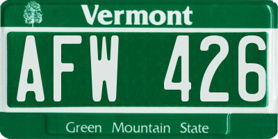 VT license plate AFW426