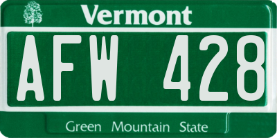VT license plate AFW428