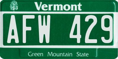 VT license plate AFW429