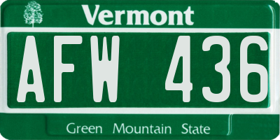 VT license plate AFW436