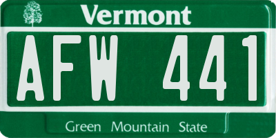 VT license plate AFW441
