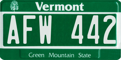 VT license plate AFW442
