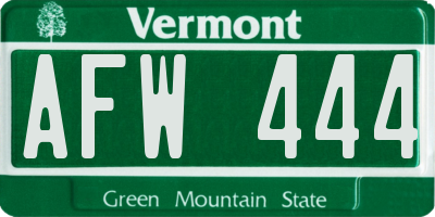VT license plate AFW444