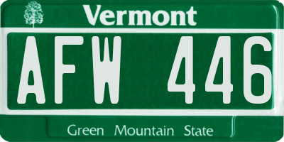 VT license plate AFW446