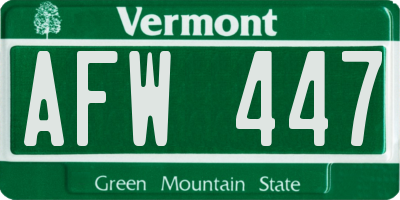 VT license plate AFW447
