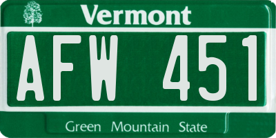 VT license plate AFW451
