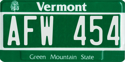 VT license plate AFW454