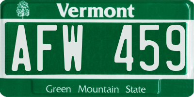 VT license plate AFW459