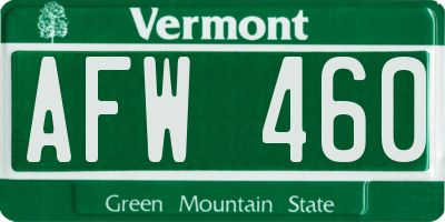 VT license plate AFW460