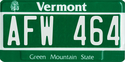 VT license plate AFW464