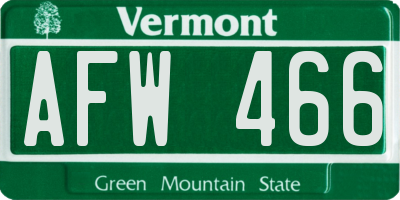 VT license plate AFW466