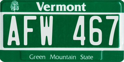 VT license plate AFW467