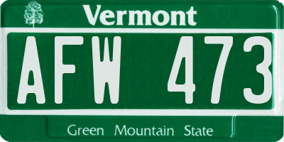 VT license plate AFW473