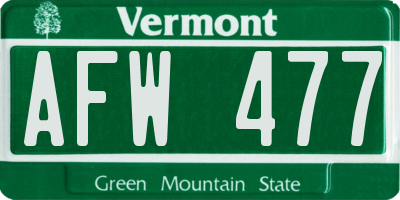 VT license plate AFW477