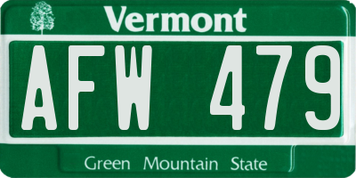 VT license plate AFW479