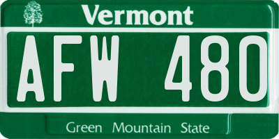VT license plate AFW480