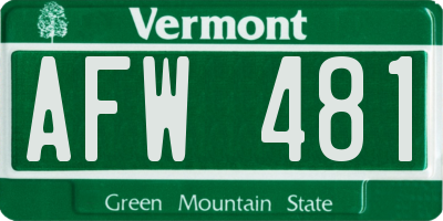 VT license plate AFW481