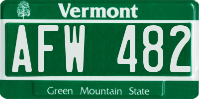 VT license plate AFW482
