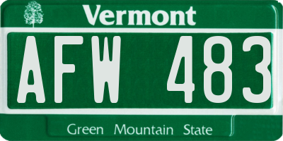 VT license plate AFW483