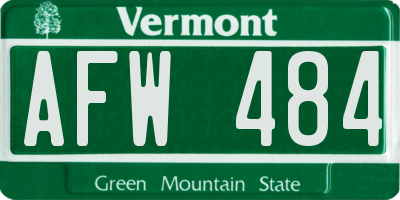 VT license plate AFW484