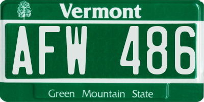 VT license plate AFW486