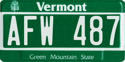 VT license plate AFW487