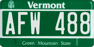 VT license plate AFW488