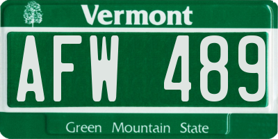 VT license plate AFW489