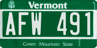 VT license plate AFW491