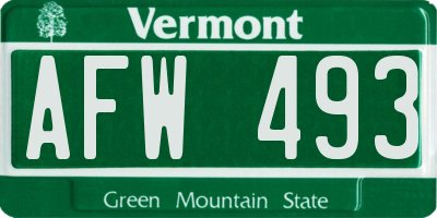 VT license plate AFW493