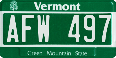 VT license plate AFW497
