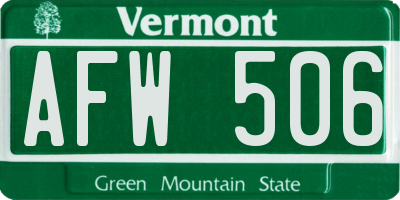 VT license plate AFW506