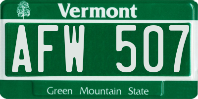 VT license plate AFW507