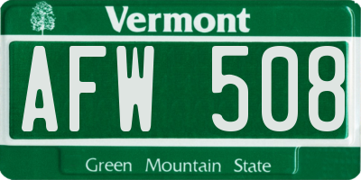 VT license plate AFW508