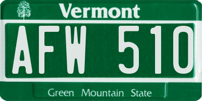 VT license plate AFW510